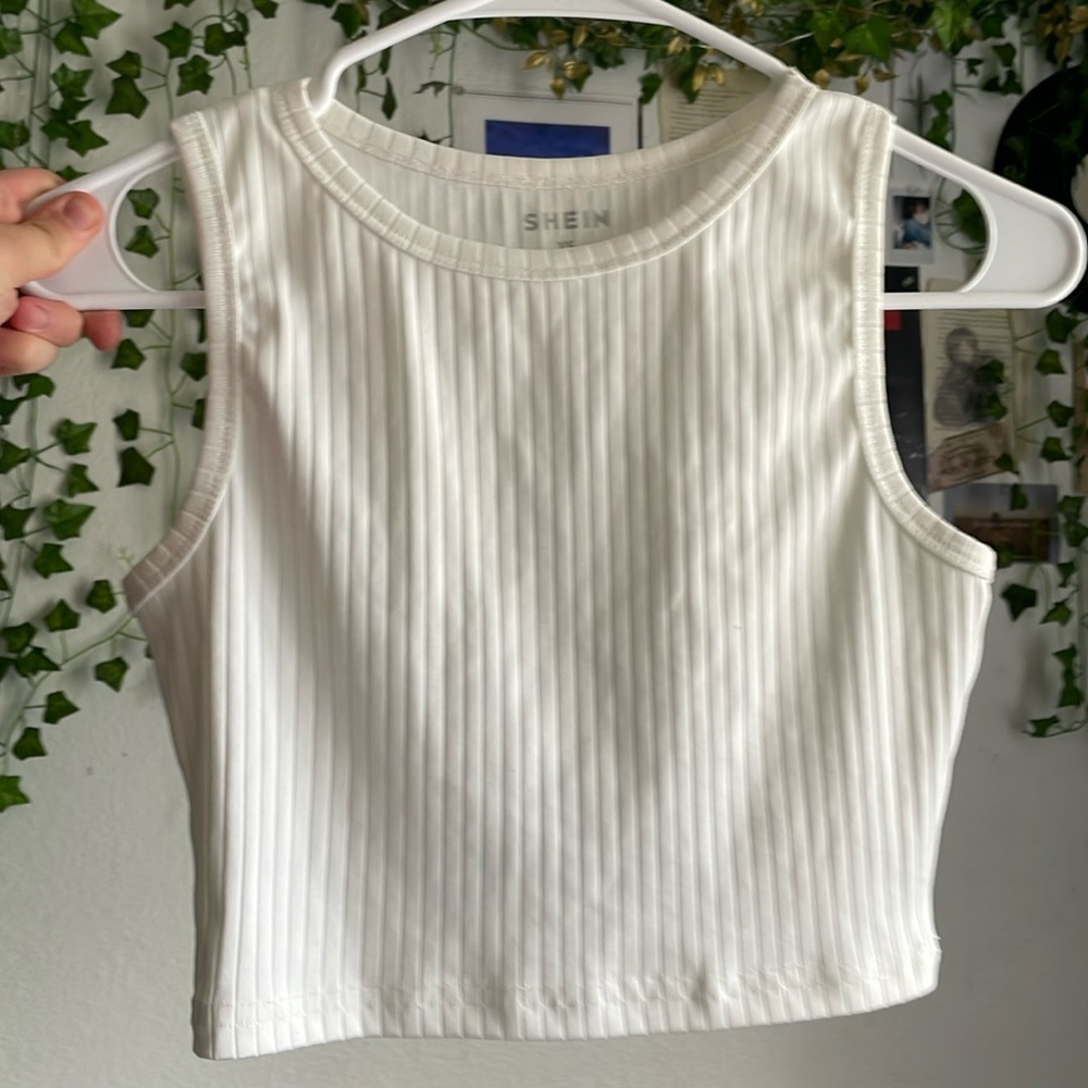 White Ribbed SHEIN Crop Top